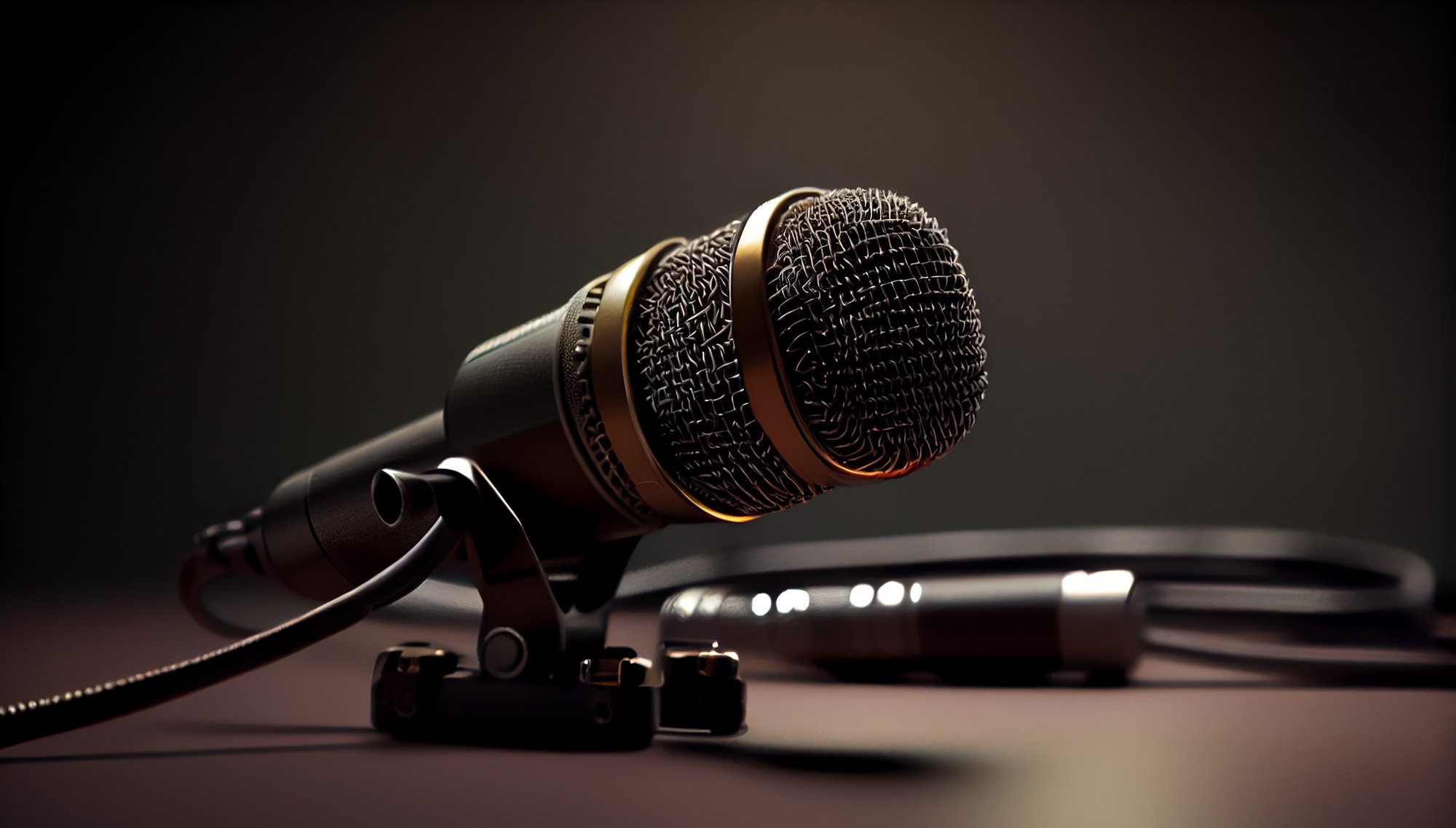 close-up-microphone-metallic-stage-background-generative-ai-2