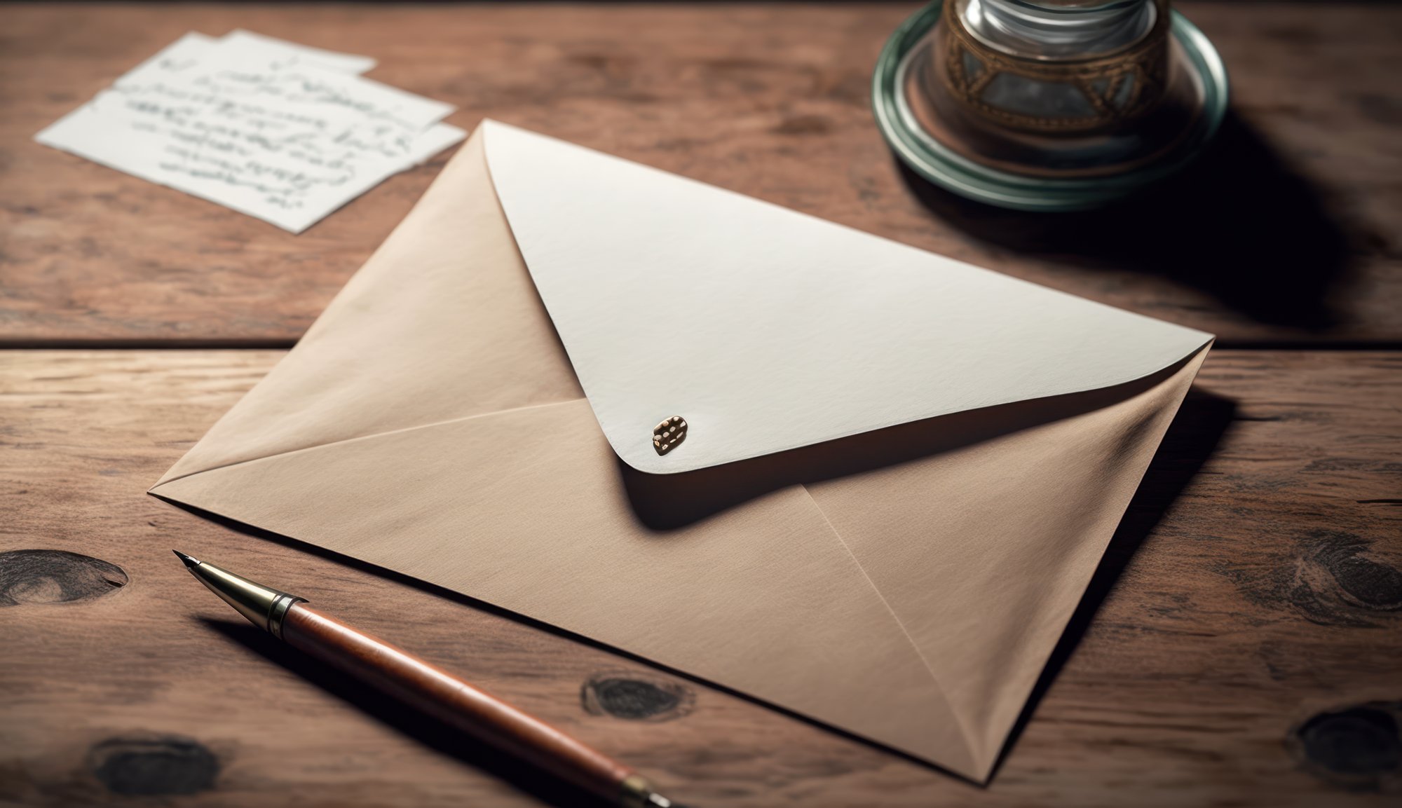 envelope-with-pen-table-background-wallpaper