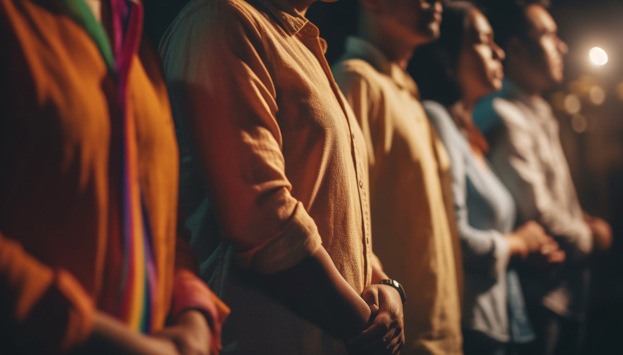 people-standing-line-one-them-has-word-love-front